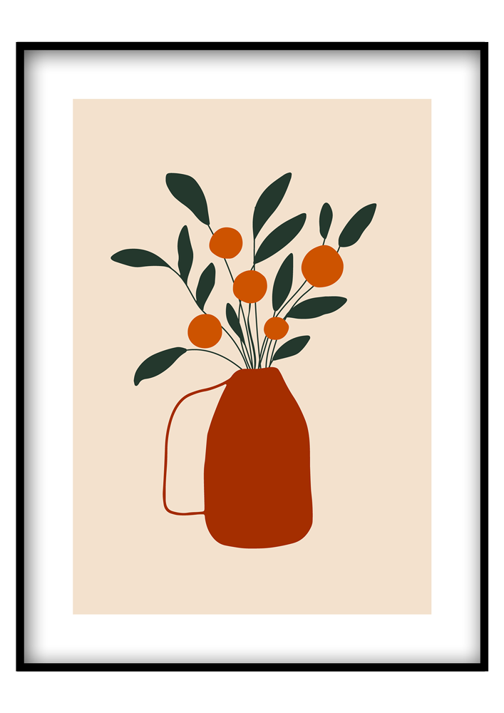 Absztrakt kancsó és gyümölcs - Poszterkép