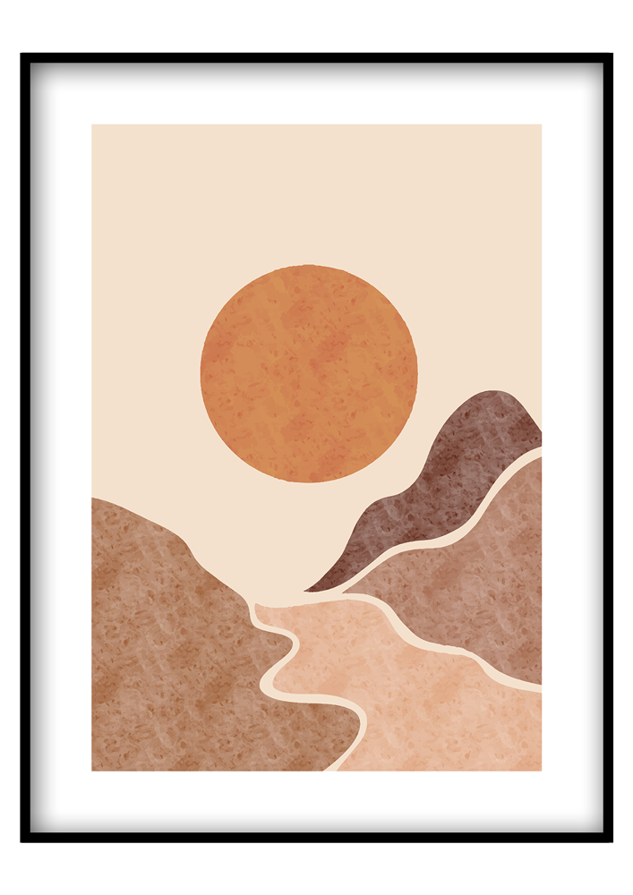 Absztrakt nap és dombok - Poszterkép